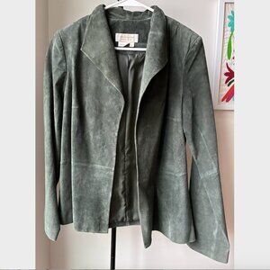 Bloomingdale's Green Suede Leather Margaret Godfrey Jacket - Size 8